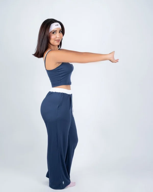 Navy cami and wide leg pants set by Chai Nest – view 3
