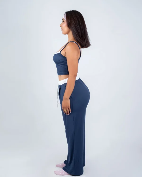 Navy Cami and Wide Leg Pants Set