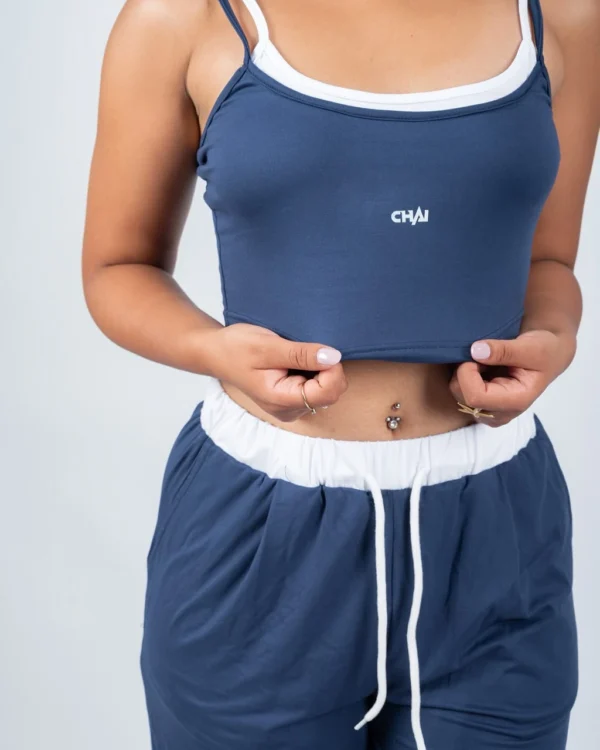 Navy Cami and Wide Leg Pants Set