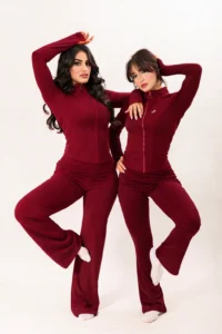 Women’s Full-Zip Stretch Tracksuit – Slim Fit Jacket & Flared Pants