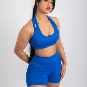 Blue Open-Back Sports Set – Bra + Shorts