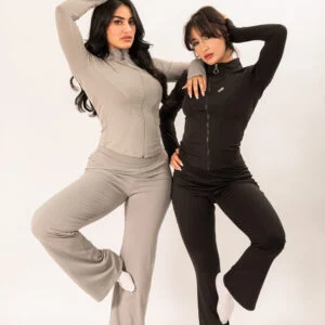 Women’s Full-Zip Stretch Tracksuit – Slim Fit Jacket & Flared Pants