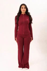 Women’s Full-Zip Stretch Tracksuit – Slim Fit Jacket & Flared Pants