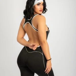 Black Sculpt Jumpsuit – Open Back & Waist Detail