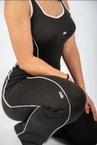 Black Sculpt Jumpsuit – Open Back & Waist Detail